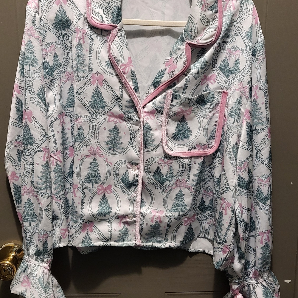 Altar'd State Green and Pink Patterned Sleep Top